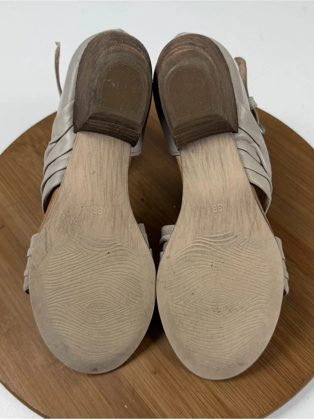 Miz Mooz Cassie Leather Ankle-Strap Sandals in Light Taupe